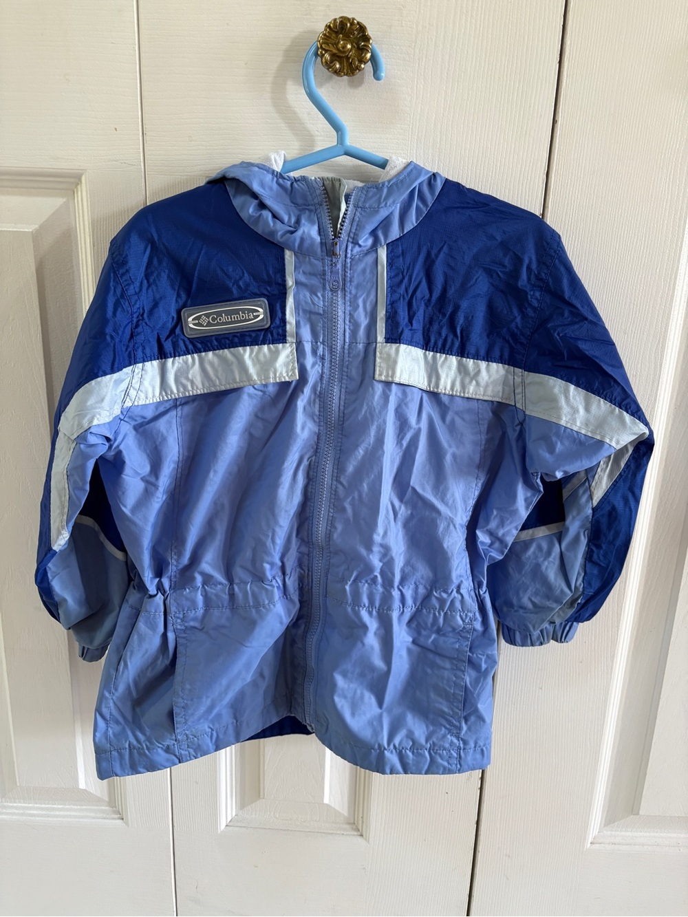 Columbia Kids Light Blue & Navy Hooded Windbreaker girls size 4